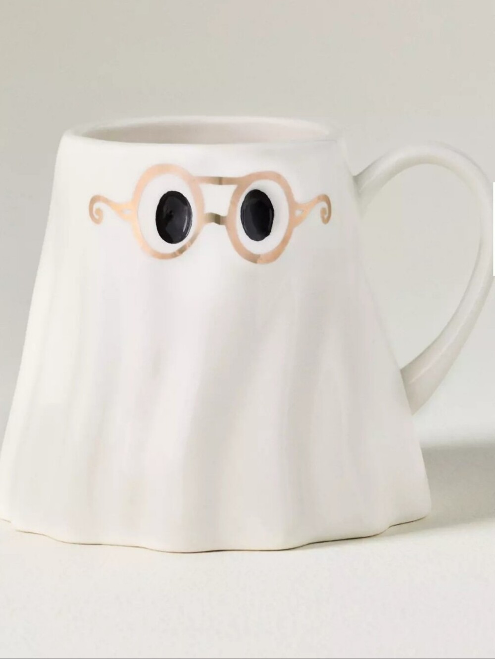 The Mud Fairy Stoneware 24k Gold Accent Ghost Mug Set Of 2